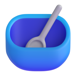 bowl with spoon - Microsoft Fluent UI 3D Style