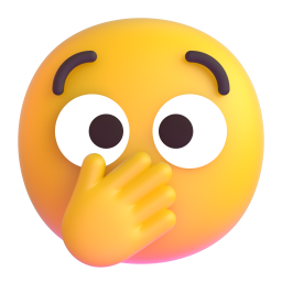 face with open eyes and hand over mouth - Microsoft Fluent UI 3D Style