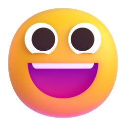 grinning face - Microsoft Fluent UI 3D Style