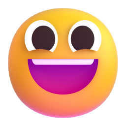 grinning face with big eyes - Microsoft Fluent UI 3D Style