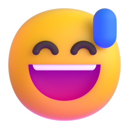 grinning face with sweat - Microsoft Fluent UI 3D Style