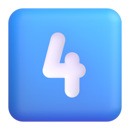 keycap: 4 - Microsoft Fluent UI 3D Style
