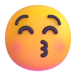 kissing face with closed eyes - Microsoft Fluent UI 3D Style