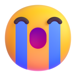loudly crying face - Microsoft Fluent UI 3D Style