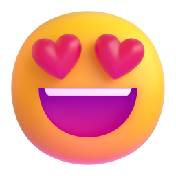 smiling face with heart-eyes - Microsoft Fluent UI 3D Style
