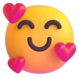 smiling face with hearts - Microsoft Fluent UI 3D Style