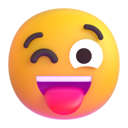 winking face with tongue - Microsoft Fluent UI 3D Style