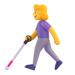 woman with white cane - Microsoft Fluent UI 3D Style