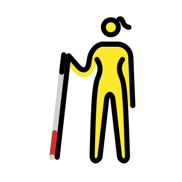 woman with white cane - OpenMoji Color Style