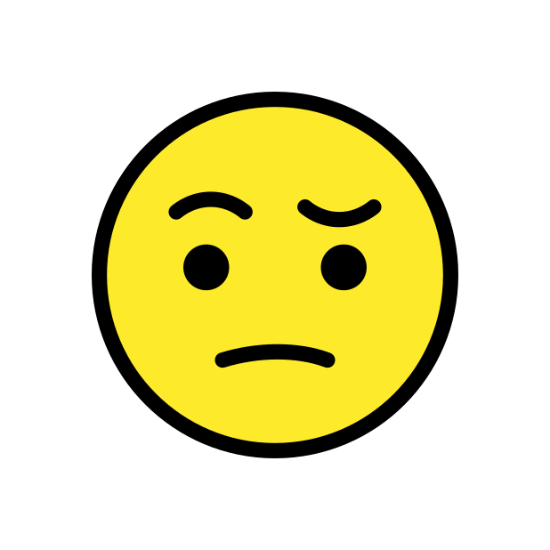 face with raised eyebrow - OpenMoji Color Style