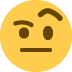 face with raised eyebrow - Twitter Twemoji Style